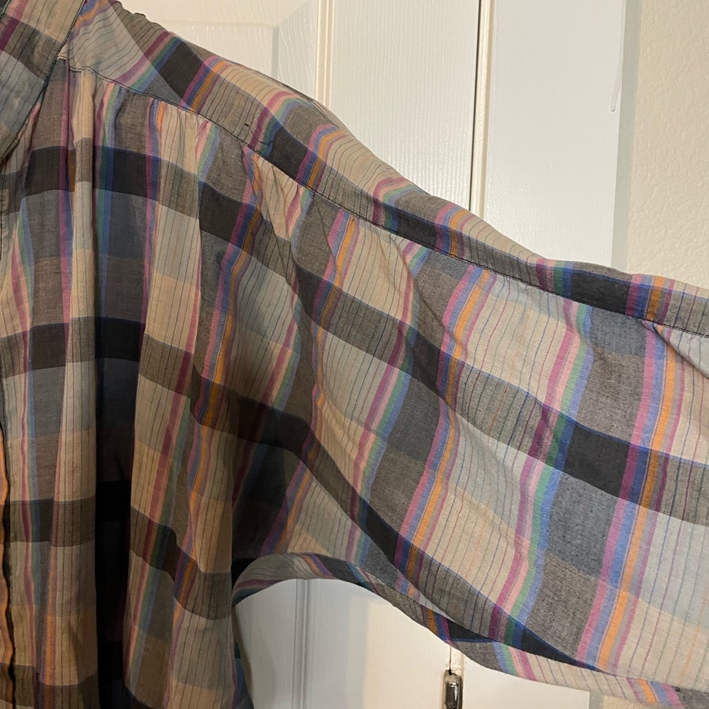 VTG Cassandra oversized gray / black plaid button down top plus sz 2X (?) - Picture 6 of 11